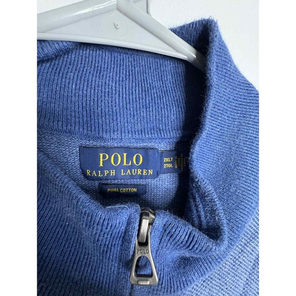 Polo Ralph Lauren Mens Blue Zip-Up Sleeveless Sweater Vest Size 2x pima Cotten - Picture 3 of 5
